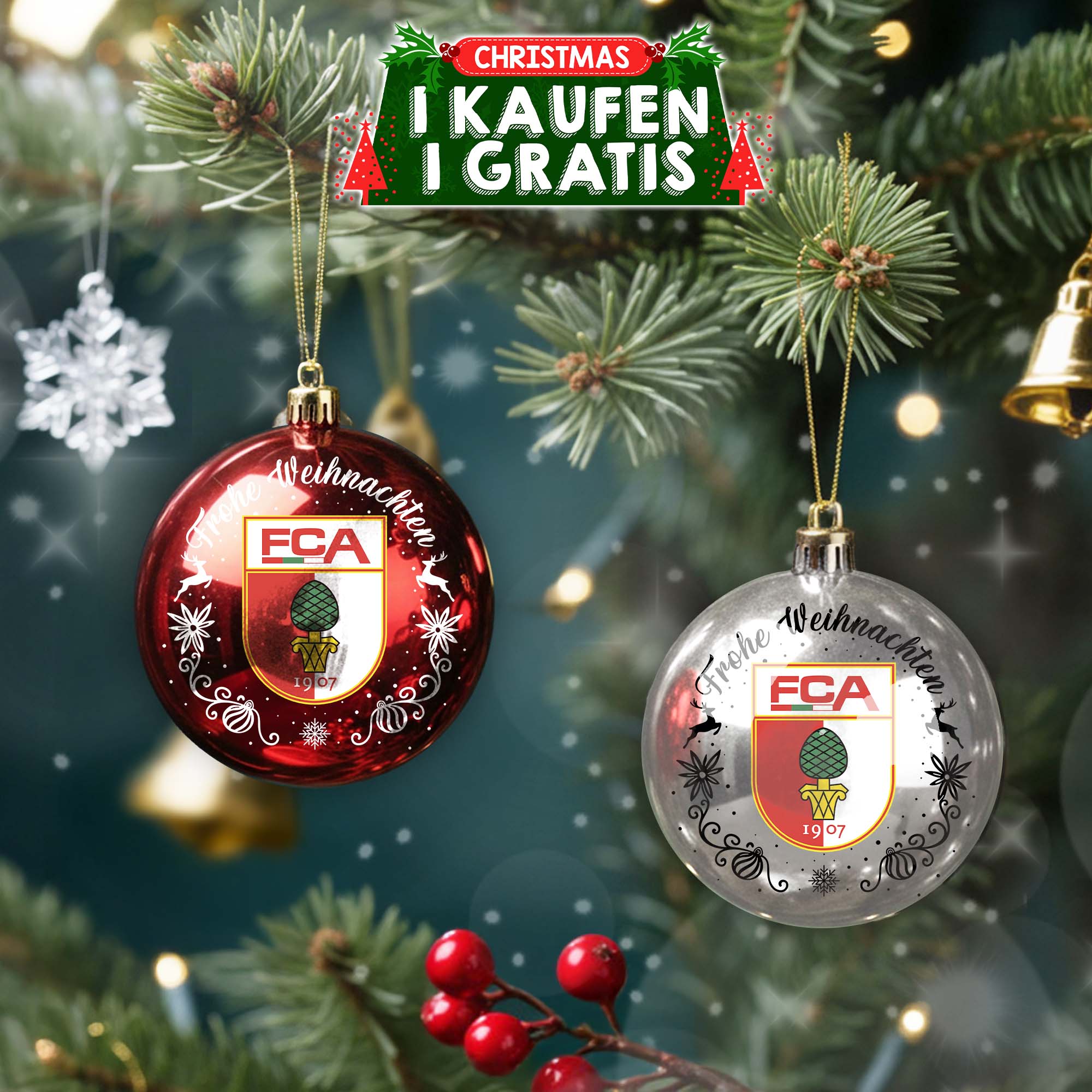 FC Augsburg Plastic Round Ball Ornament PT76748