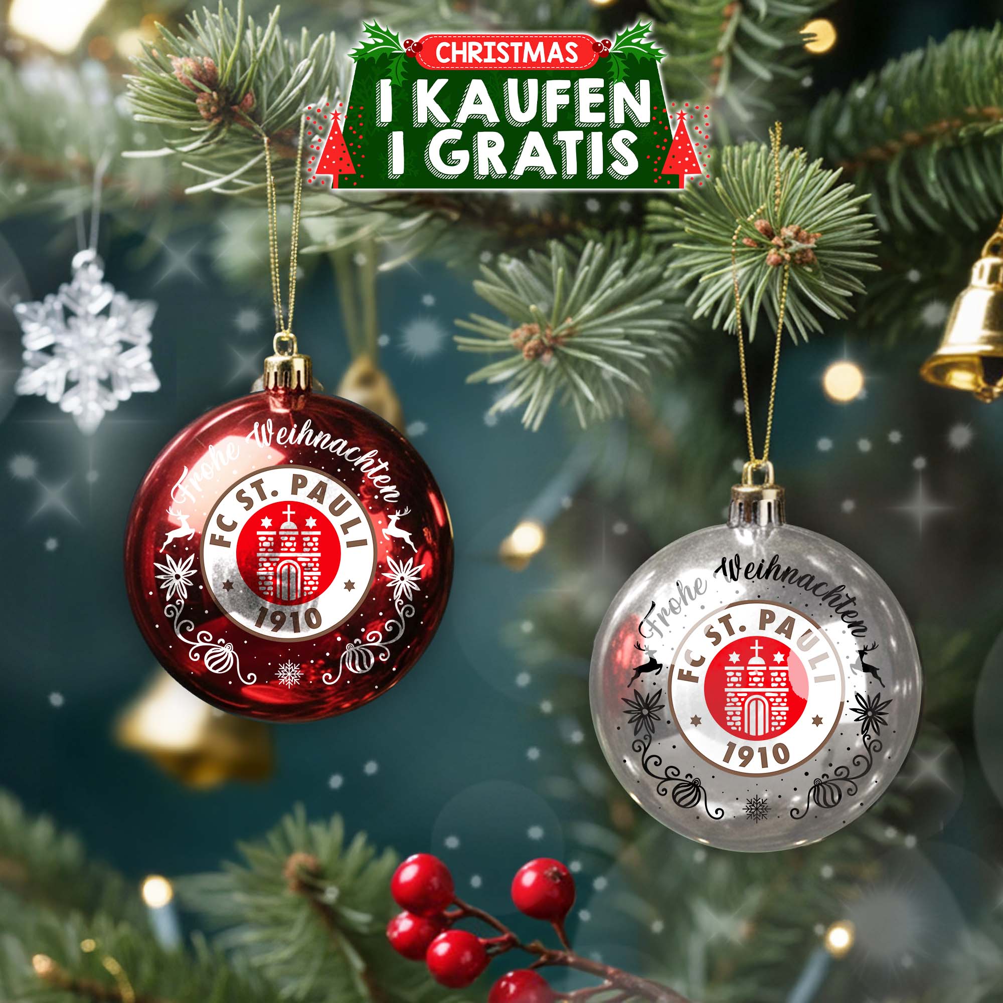 FC St. Pauli Plastic Round Ball Ornament PT76750