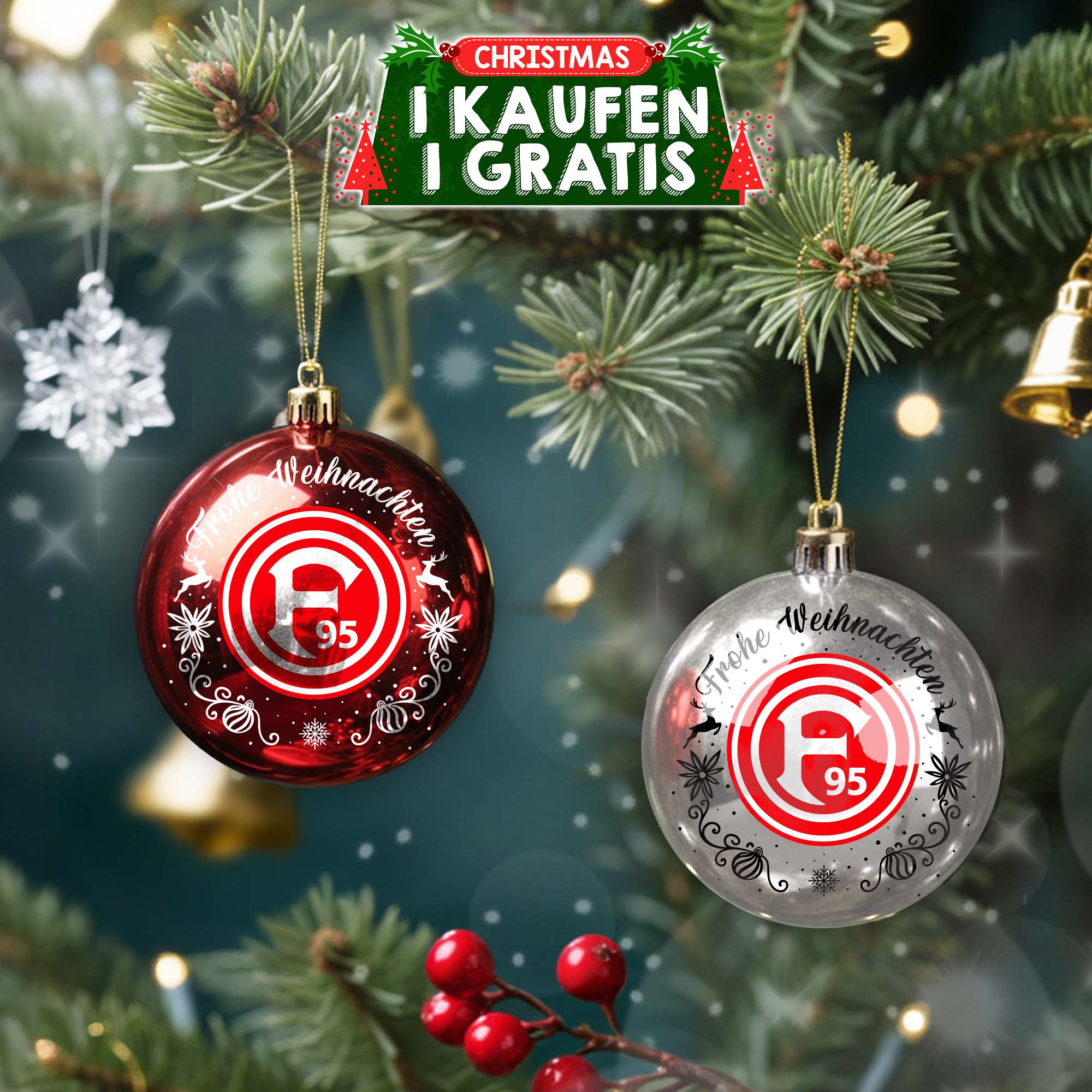 Fortuna Düsseldorf Plastic Round Ball Ornament PT76765