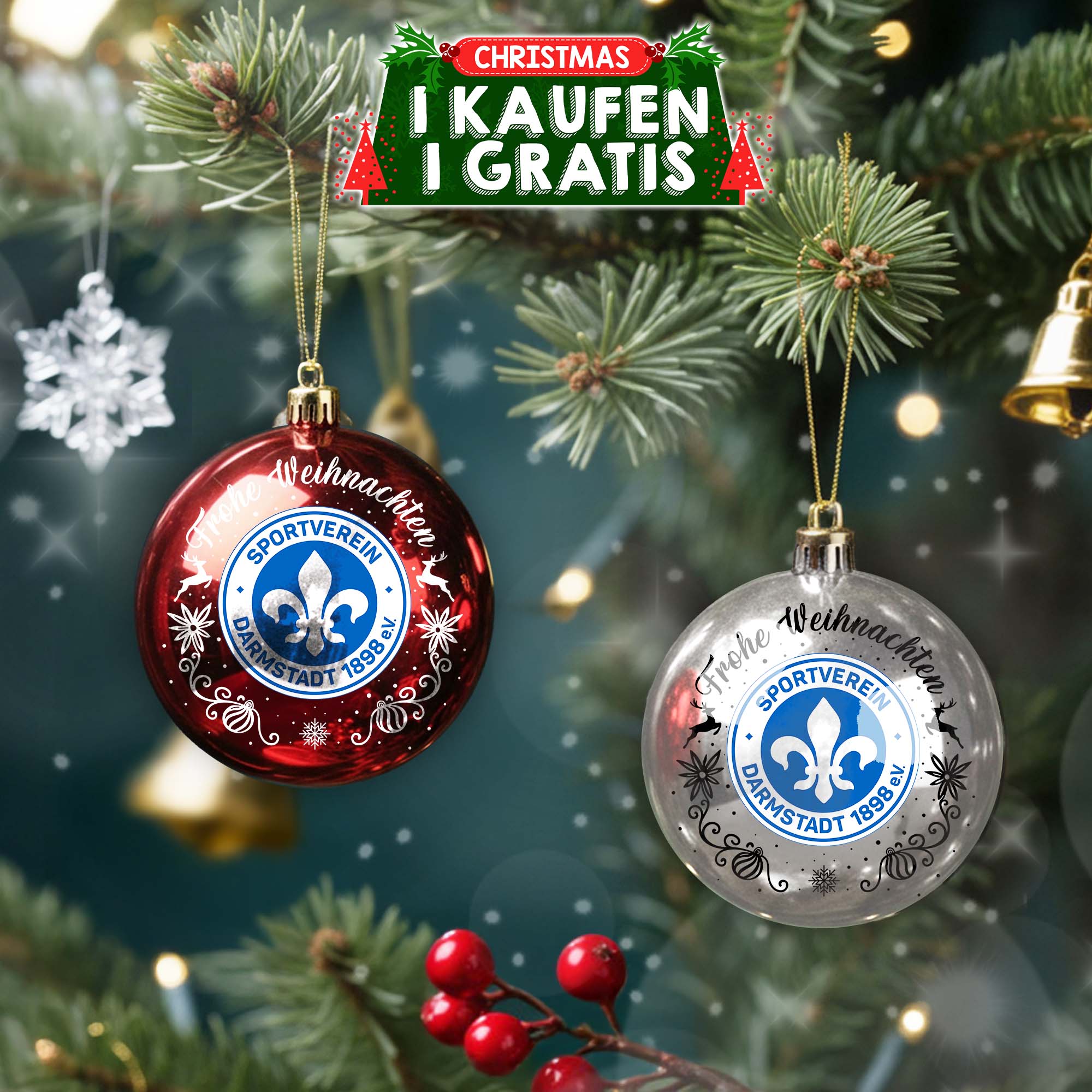 SV Darmstadt 98 Plastic Round Ball Ornament PT76775