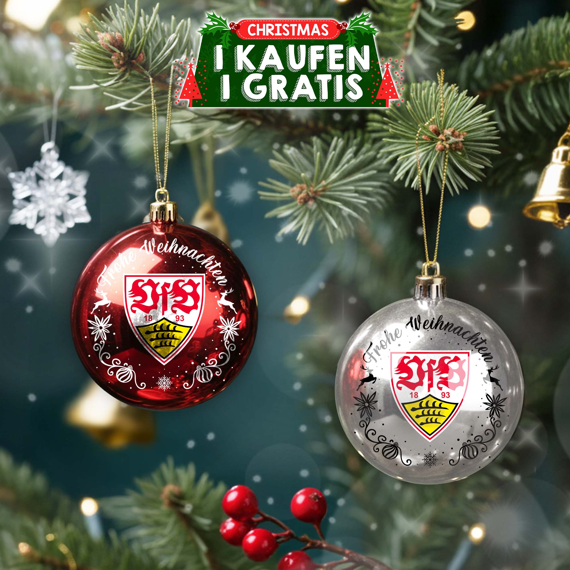 VfB Stuttgart Plastic Round Ball Ornament PT76755