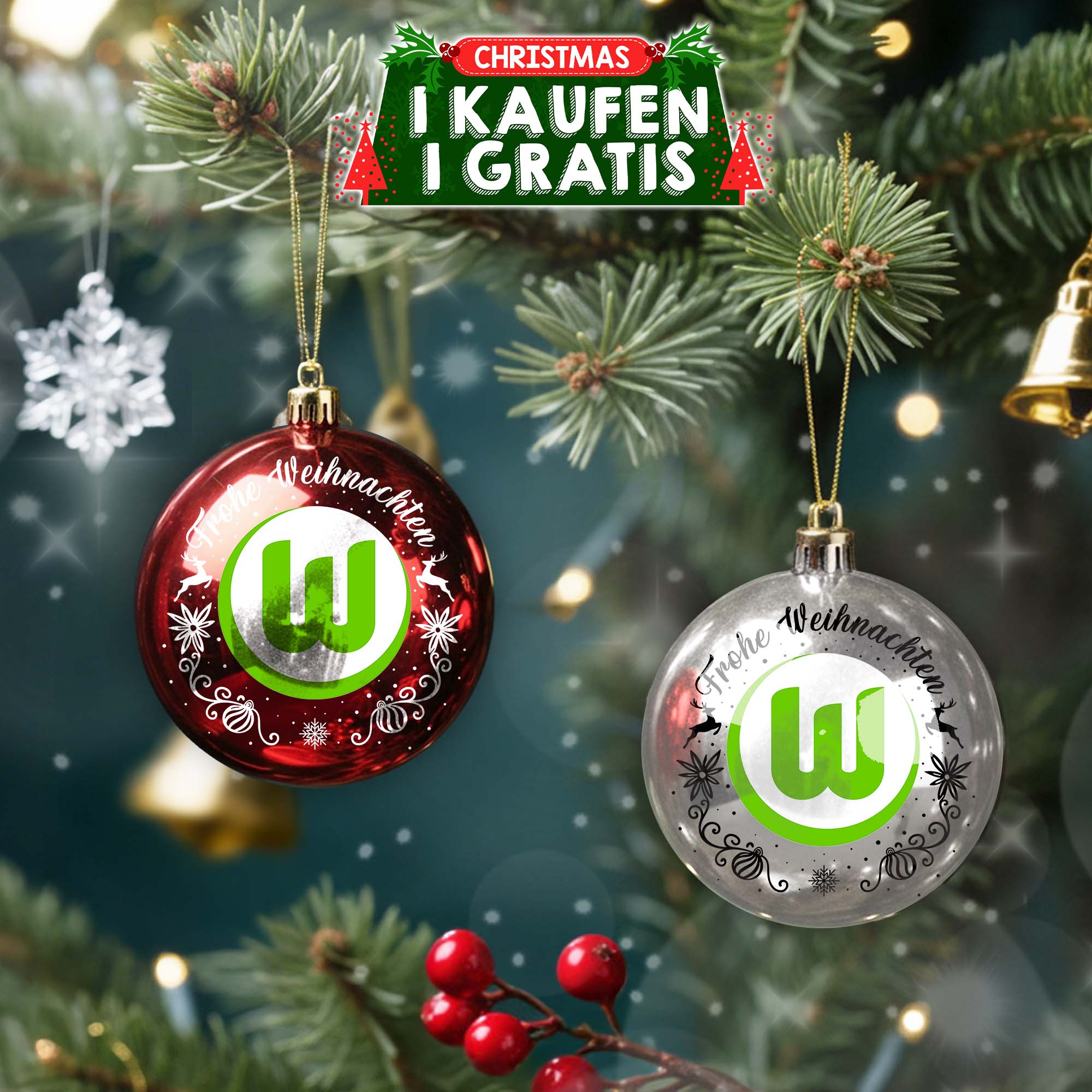 VfL Wolfsburg Plastic Round Ball Ornament PT76756