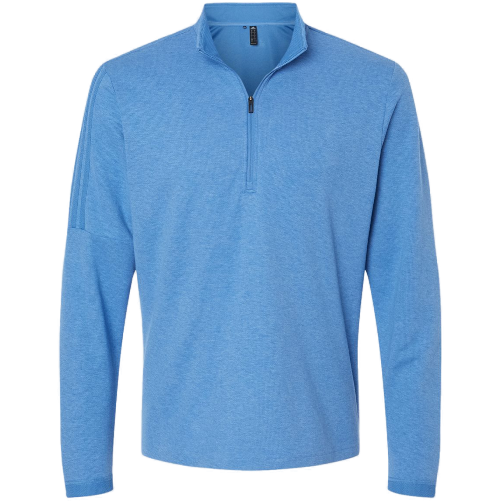 3-Stripes Quarter-Zip Sweater — Focus Blue Melange