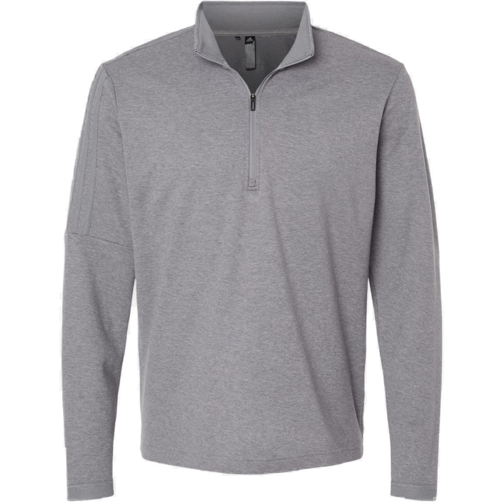 3-Stripes Quarter-Zip Sweater — Grey Three Melange
