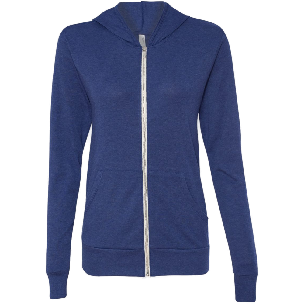 Triblend Lightweight Full-Zip Hooded Long Sleeve Tee