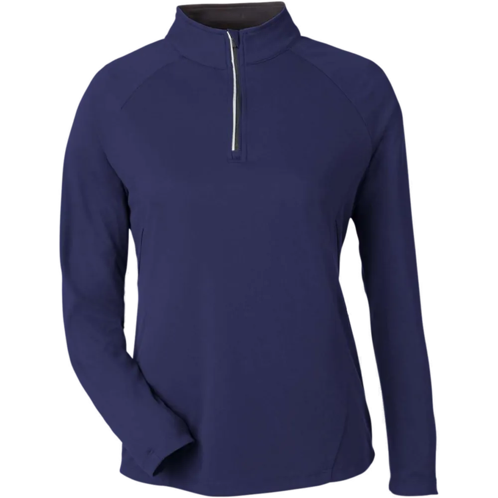 CORE365 CE418W Women's Origin Performance Quarter-Zip – POD — Classic Navy Heather/ Carbon