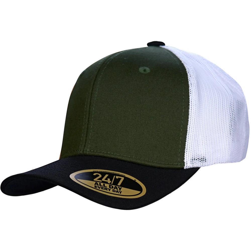 H08205 - Trucker - Snap Back Trucker Cap — Forest/Black/White