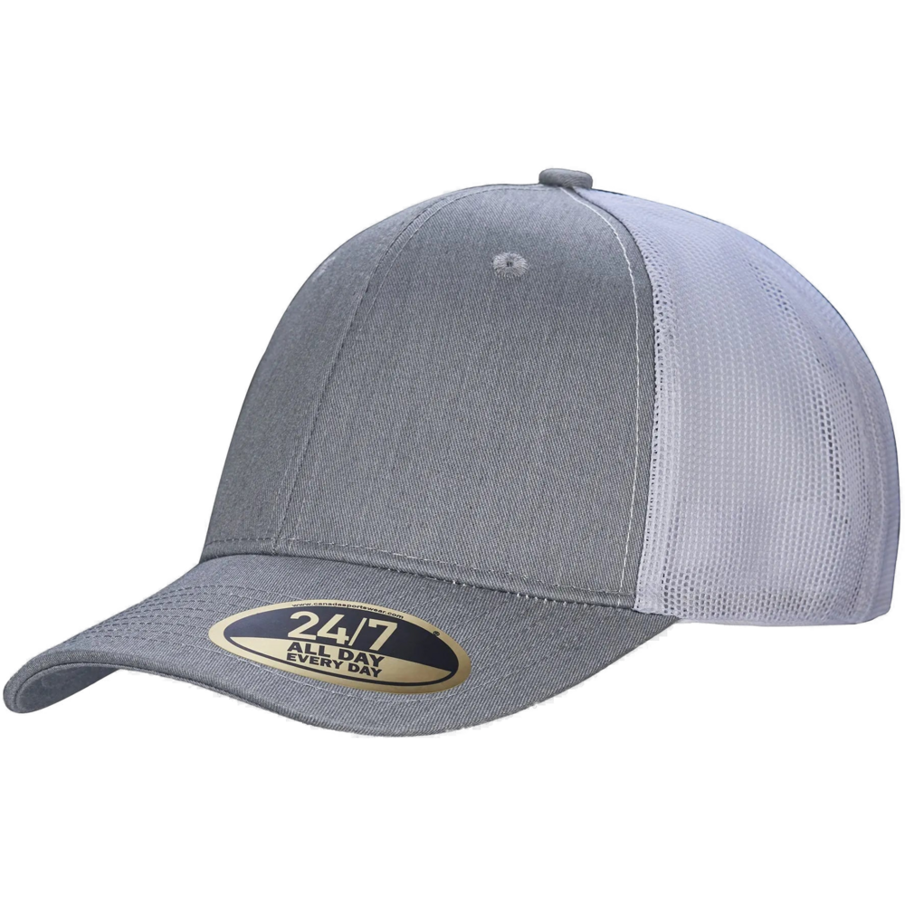 H08205 - Trucker - Snap Back Trucker Cap — Grey White Profile