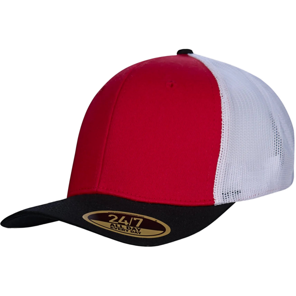 H08205 - Trucker - Snap Back Trucker Cap — Red/Black/White