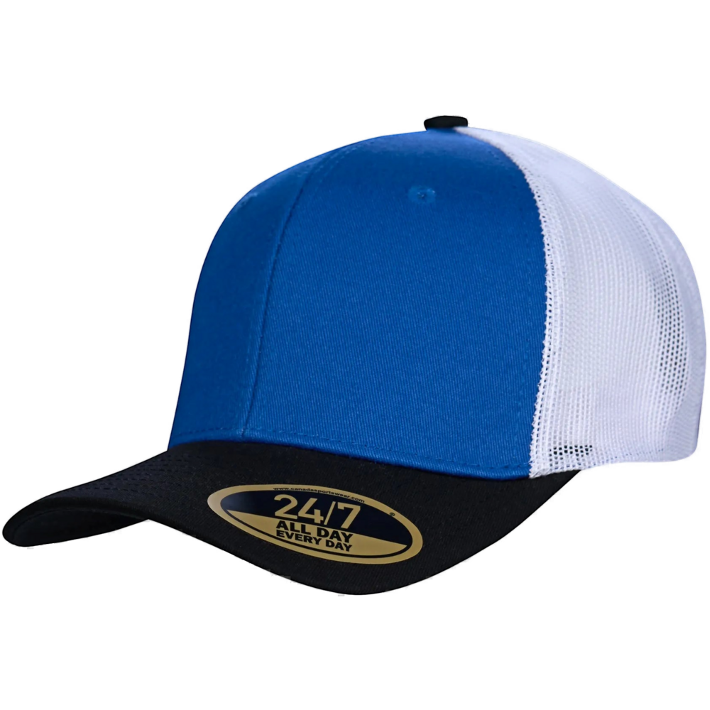 H08205 - Trucker - Snap Back Trucker Cap — Royal/Black/White