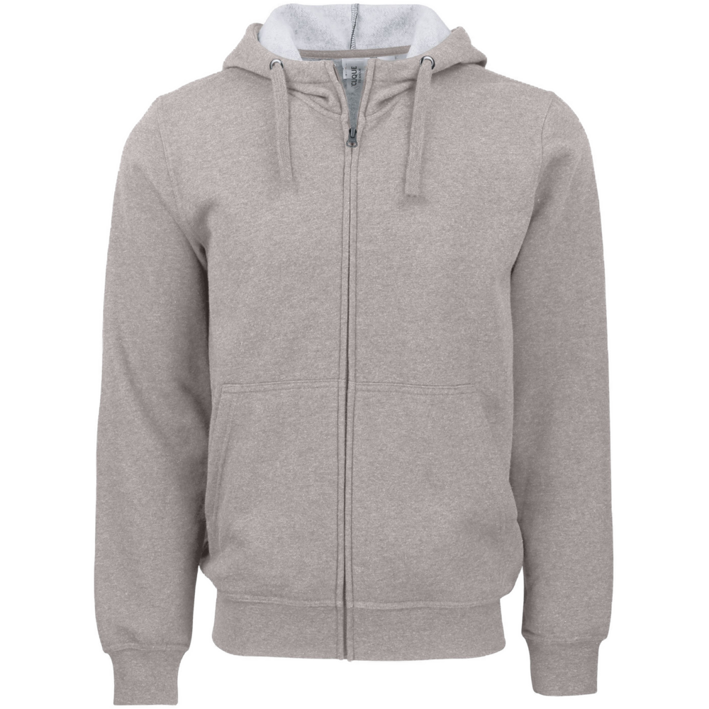 Clique Stockholm Unisex Full Zip Hooded Sweatshirt — Grey Melange