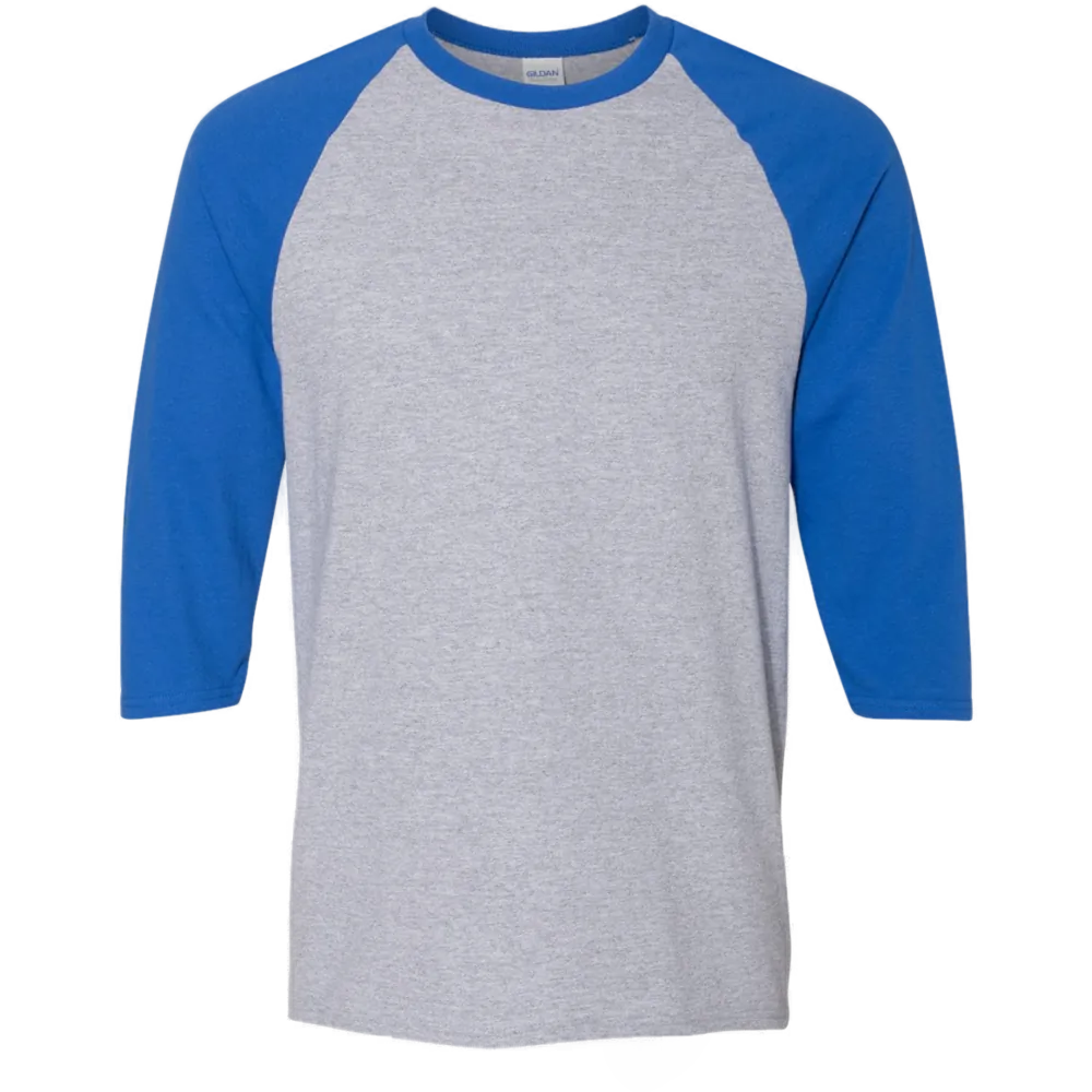 Heavy Cotton™ Raglan Three-Quarter Sleeve T-Shirt — Sport Grey/ Royal