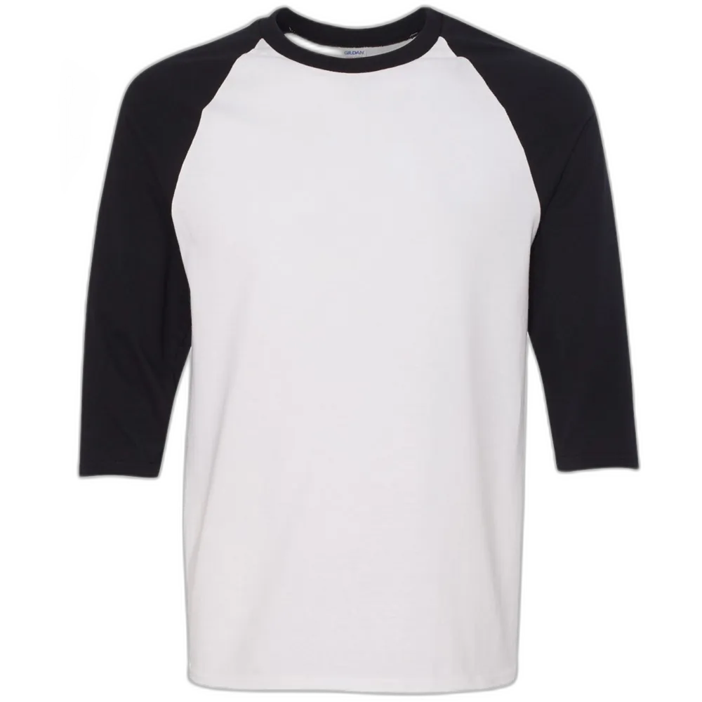 Heavy Cotton™ Raglan Three-Quarter Sleeve T-Shirt — White/ Black