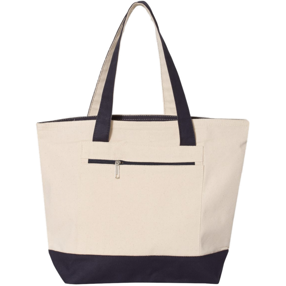 19L Zippered Tote — Natural/ Navy