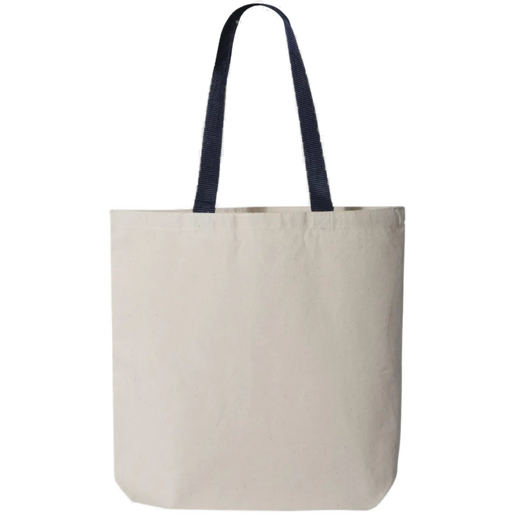 11L Canvas Tote with Contrast-Color Handles — Natural/ Navy