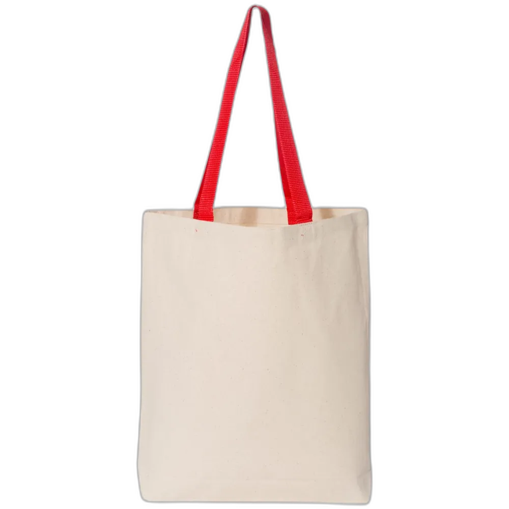 11L Canvas Tote with Contrast-Color Handles — Natural/ Red