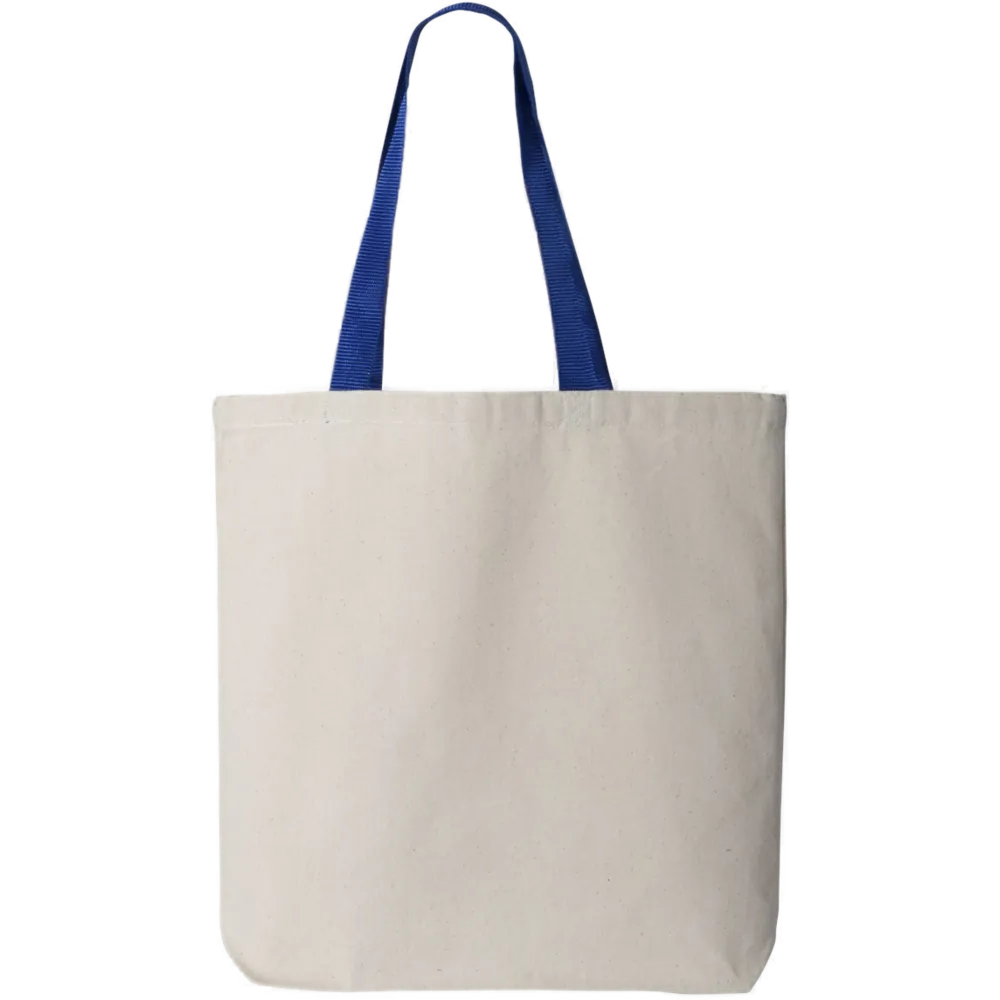 11L Canvas Tote with Contrast-Color Handles — Natural/ Royal