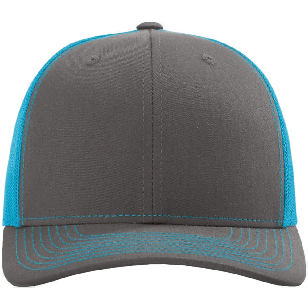Snapback Trucker Cap — Charcoal/ Neon Blue