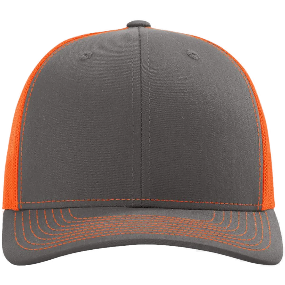 Snapback Trucker Cap — Charcoal/ Neon Orange