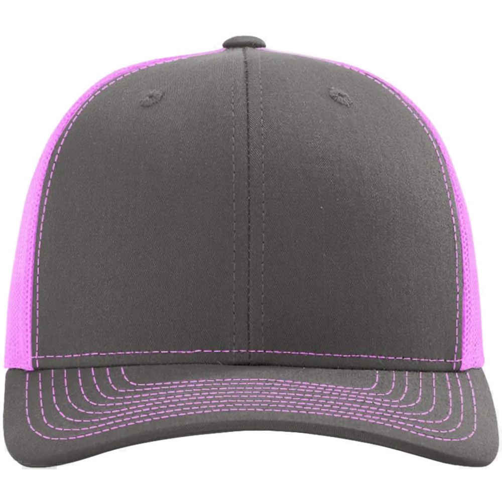 Snapback Trucker Cap — Charcoal/ Neon Pink