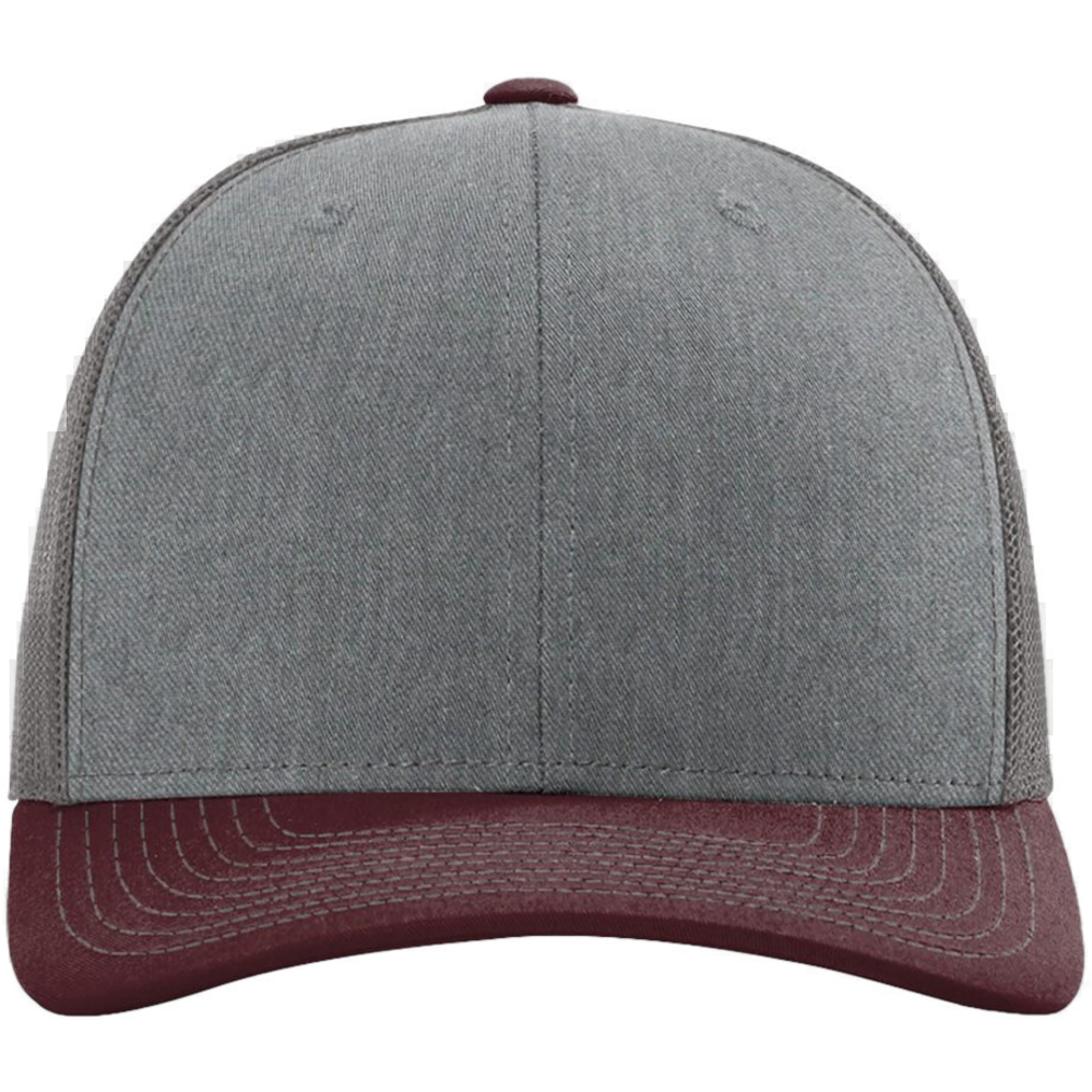 Snapback Trucker Cap — Heather Grey/ Charcoal/ Maroon