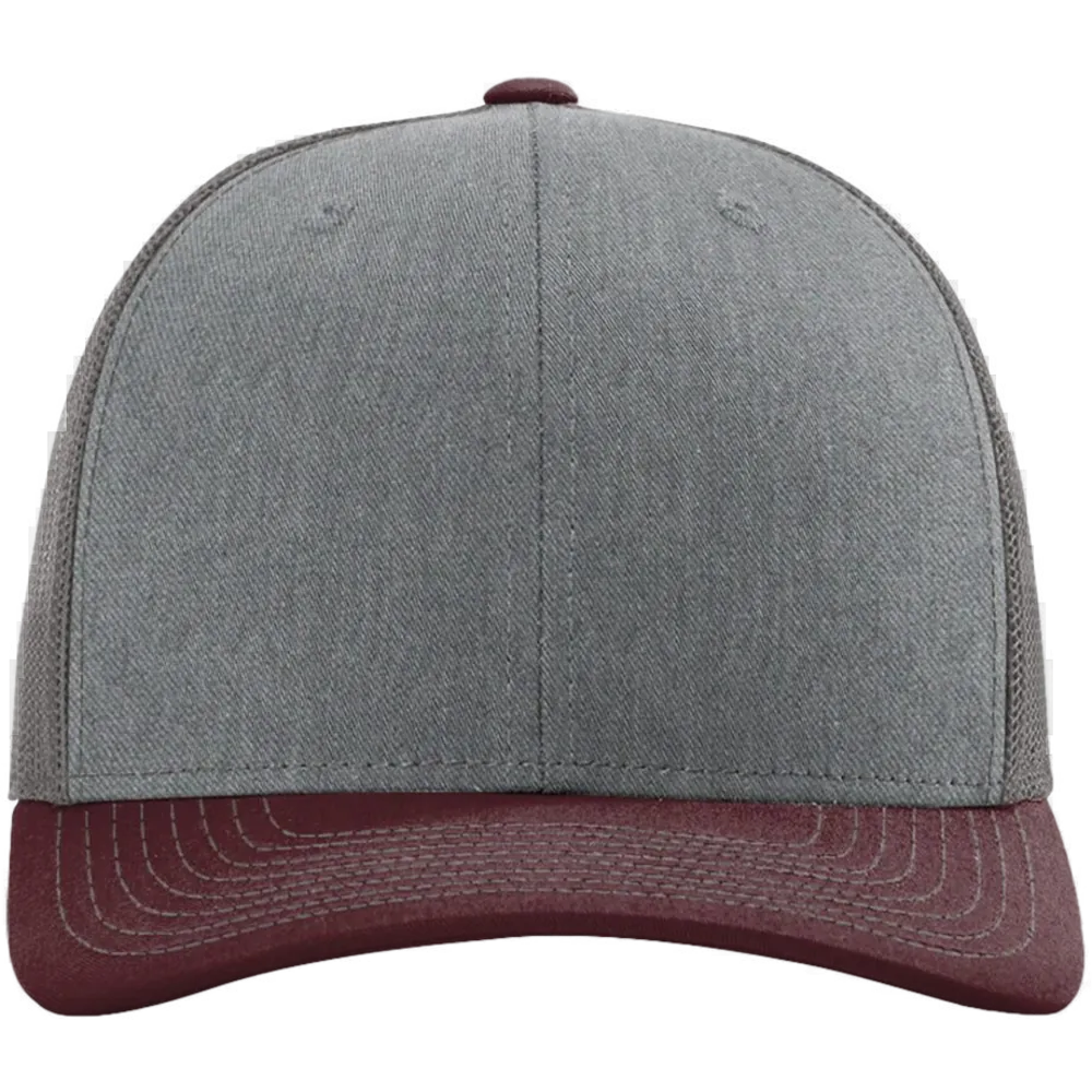 Snapback Trucker Cap — Heather Grey/ Charcoal/ Maroon
