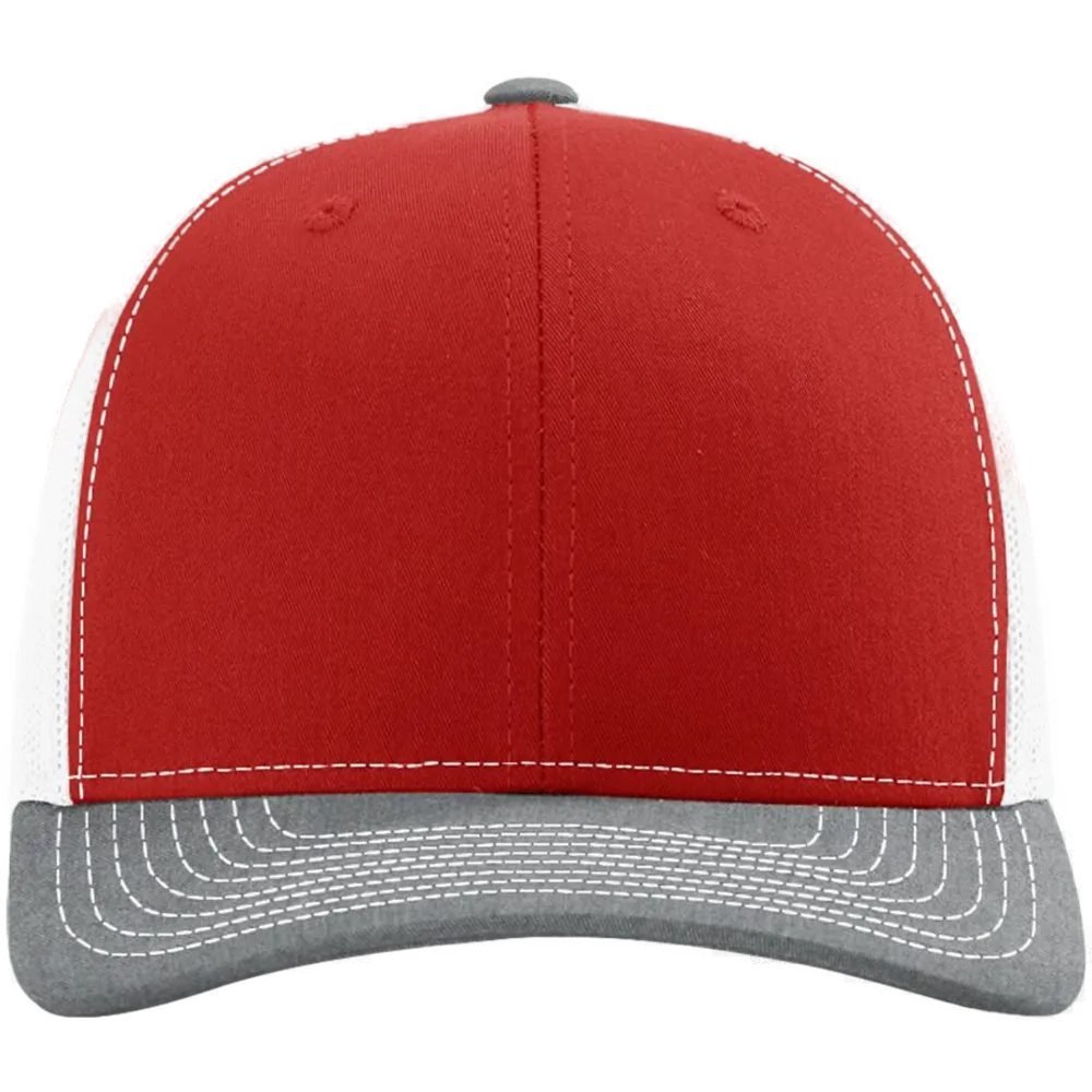 Snapback Trucker Cap — Red/ White/ Heather Grey