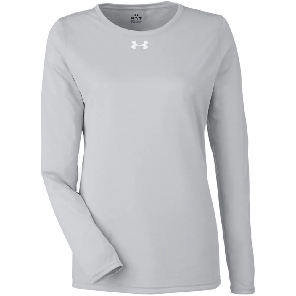 Under Armour 1376852 Women's Team Tech Long Sleeve T-Shirt – POD — Mod Grey Light Heather/ White