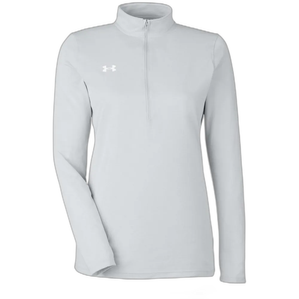Under Armour 1376862 Women's Team Tech Half-Zip – POD — Mod Grey Light Heather/ White