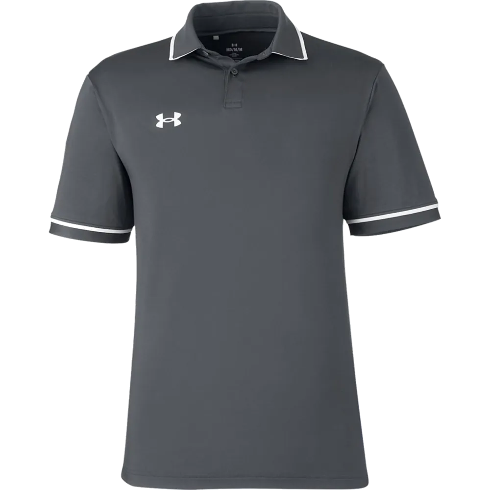 Under Armour 1376904 Tipped Teams Performance Polo – POD — CS Grey Light Heather/ White
