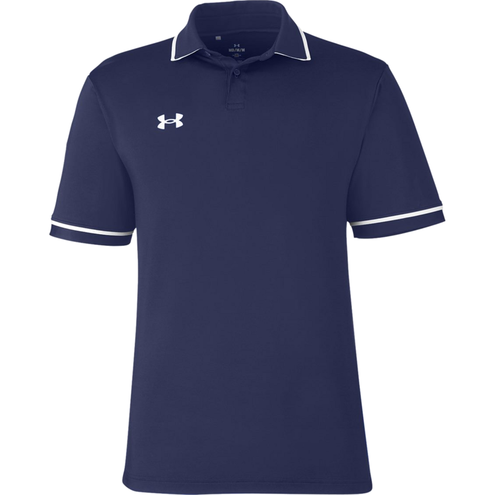 Tipped Teams Performance Polo — Midnight Navy/ White