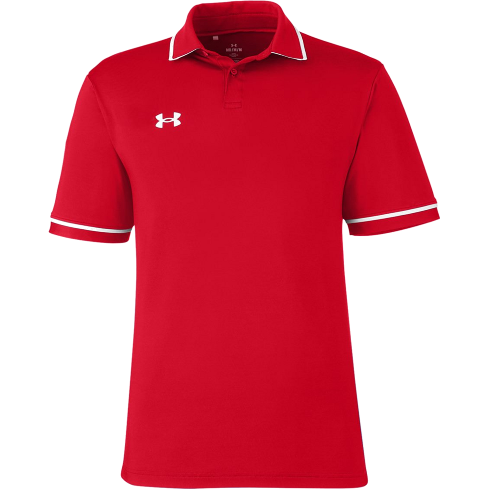 Tipped Teams Performance Polo — Red/ White