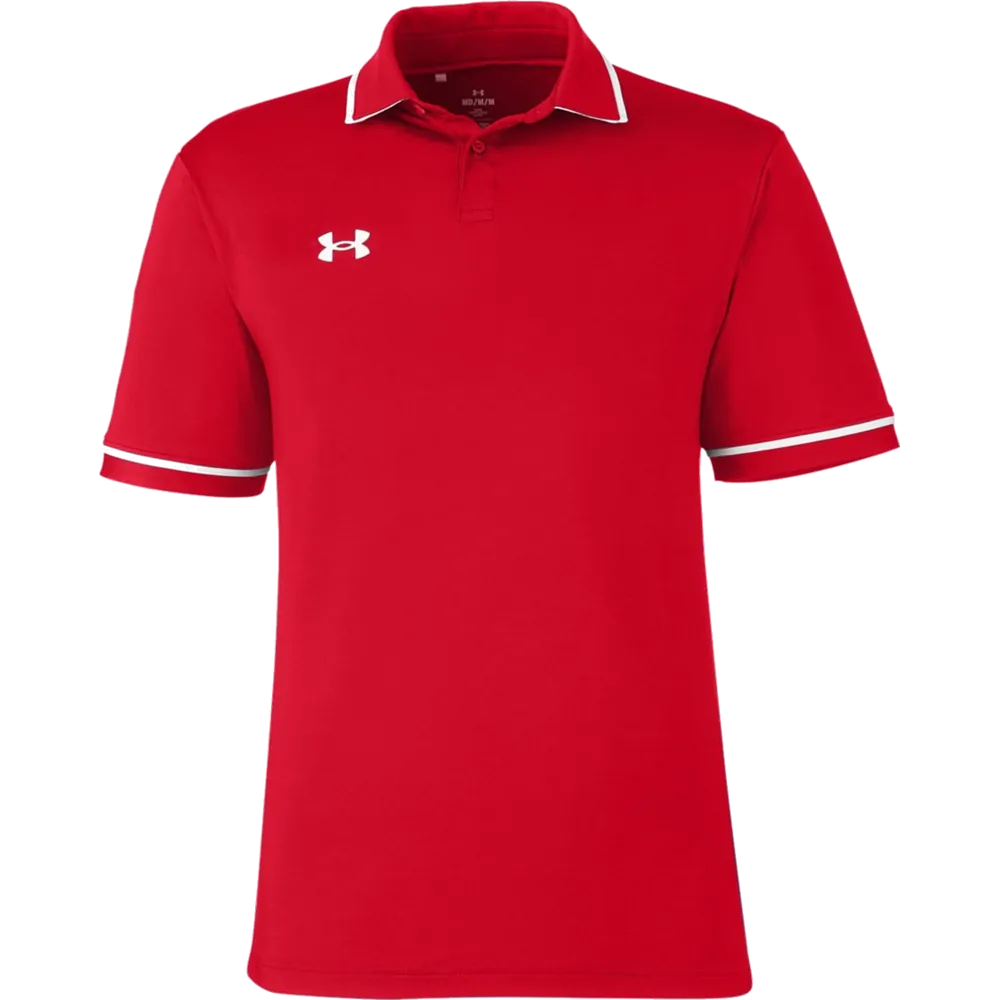 Under Armour 1376904 Tipped Teams Performance Polo – POD — Red/ White
