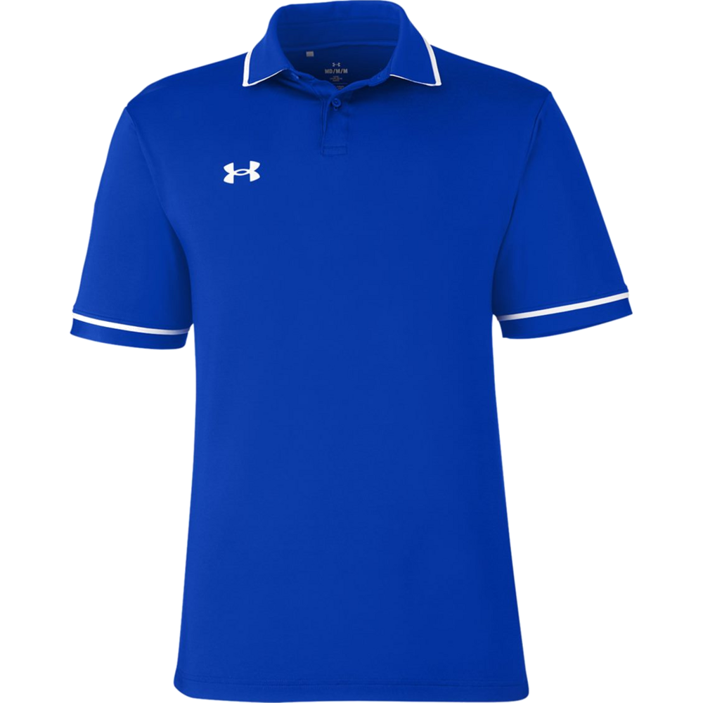 Tipped Teams Performance Polo — Royal/ White