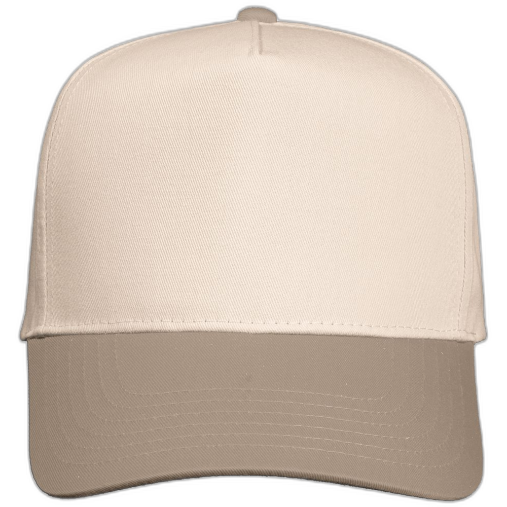 Five-Panel Twill Cap — Natural/ Khaki