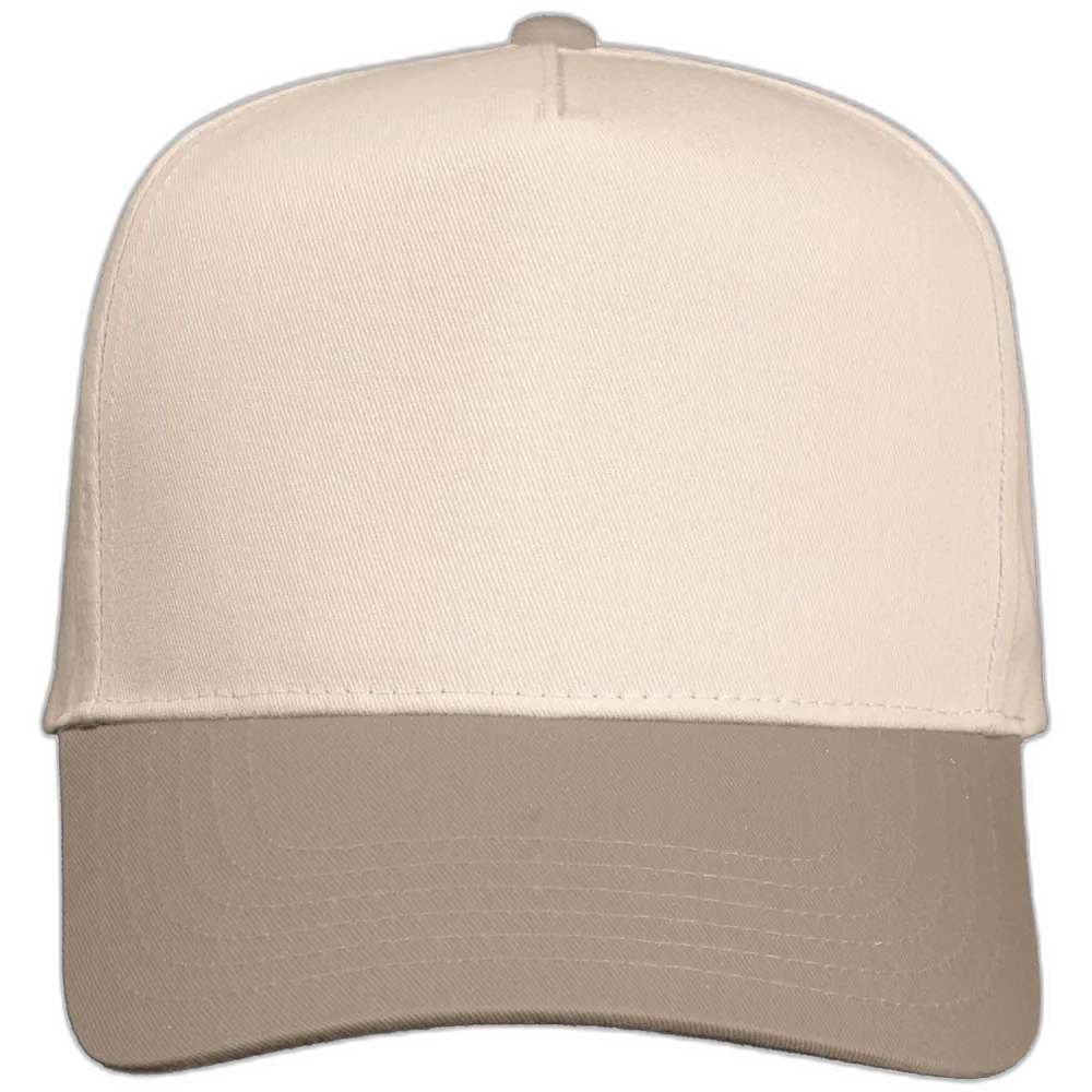 Five-Panel Twill Cap — Natural/ Khaki