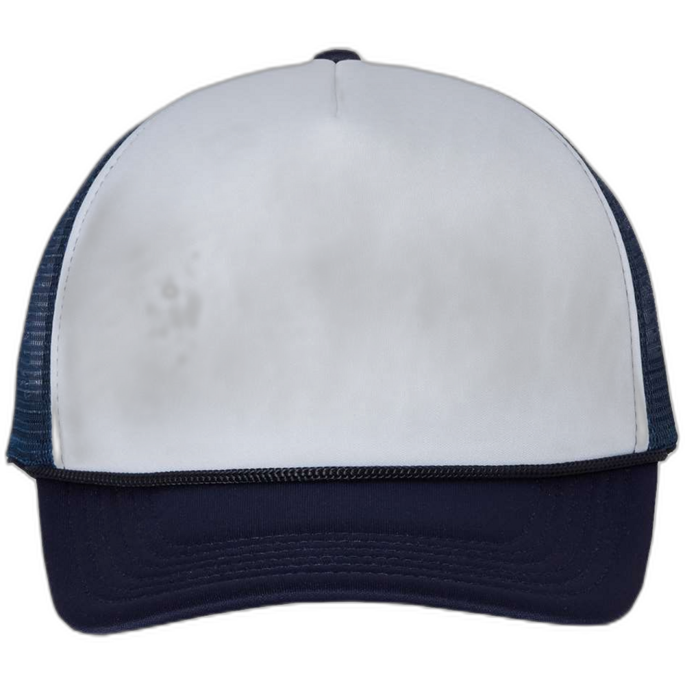 Foam Mesh-Back Trucker Cap — White/ Navy