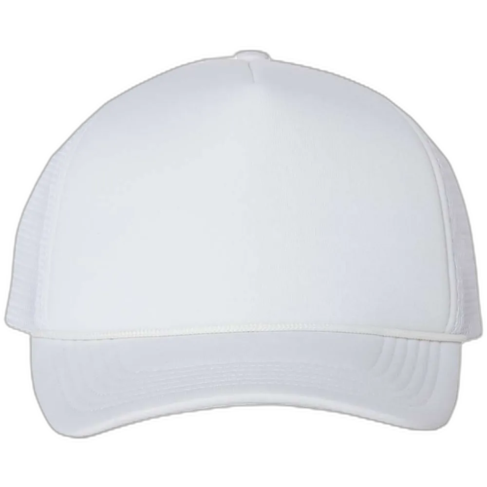 Foam Mesh-Back Trucker Cap — White/ White