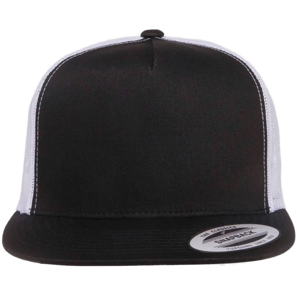 Five-Panel Classic Trucker Cap — Black/ White