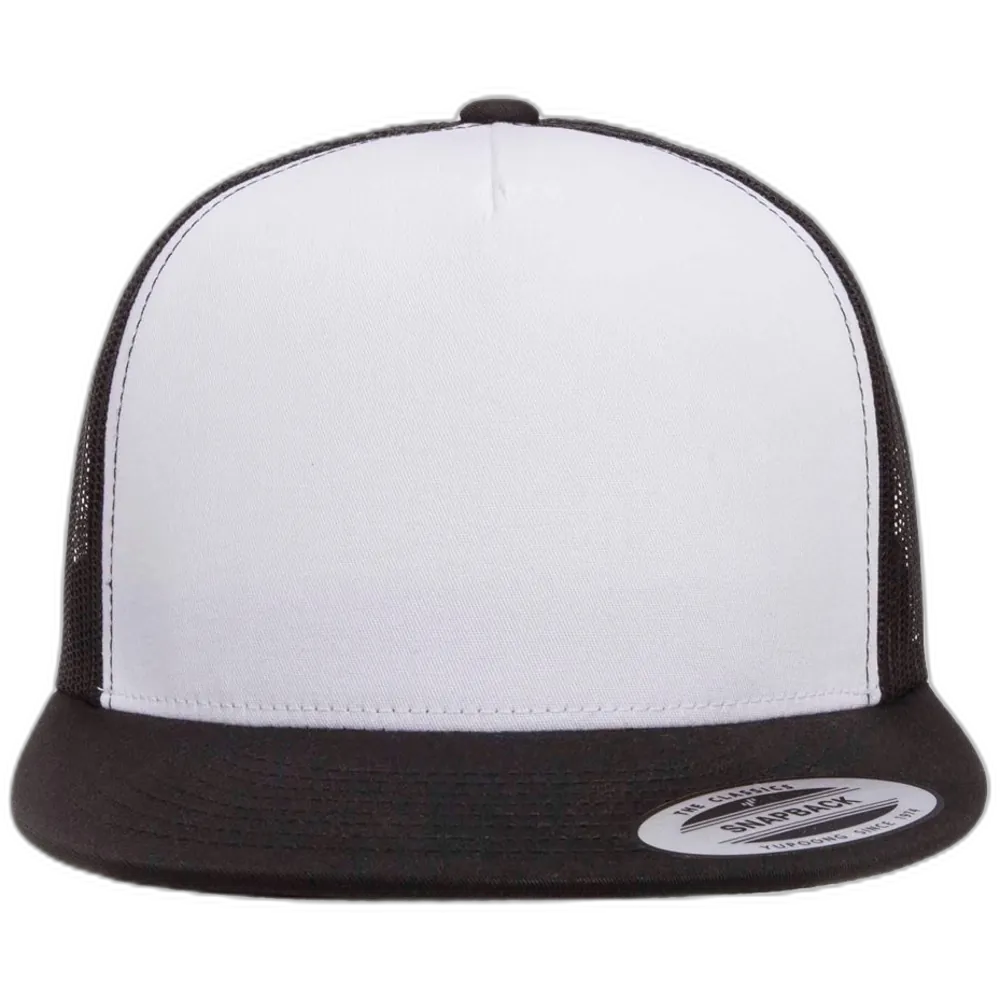 Five-Panel Classic Trucker Cap — Black/ White/ Black