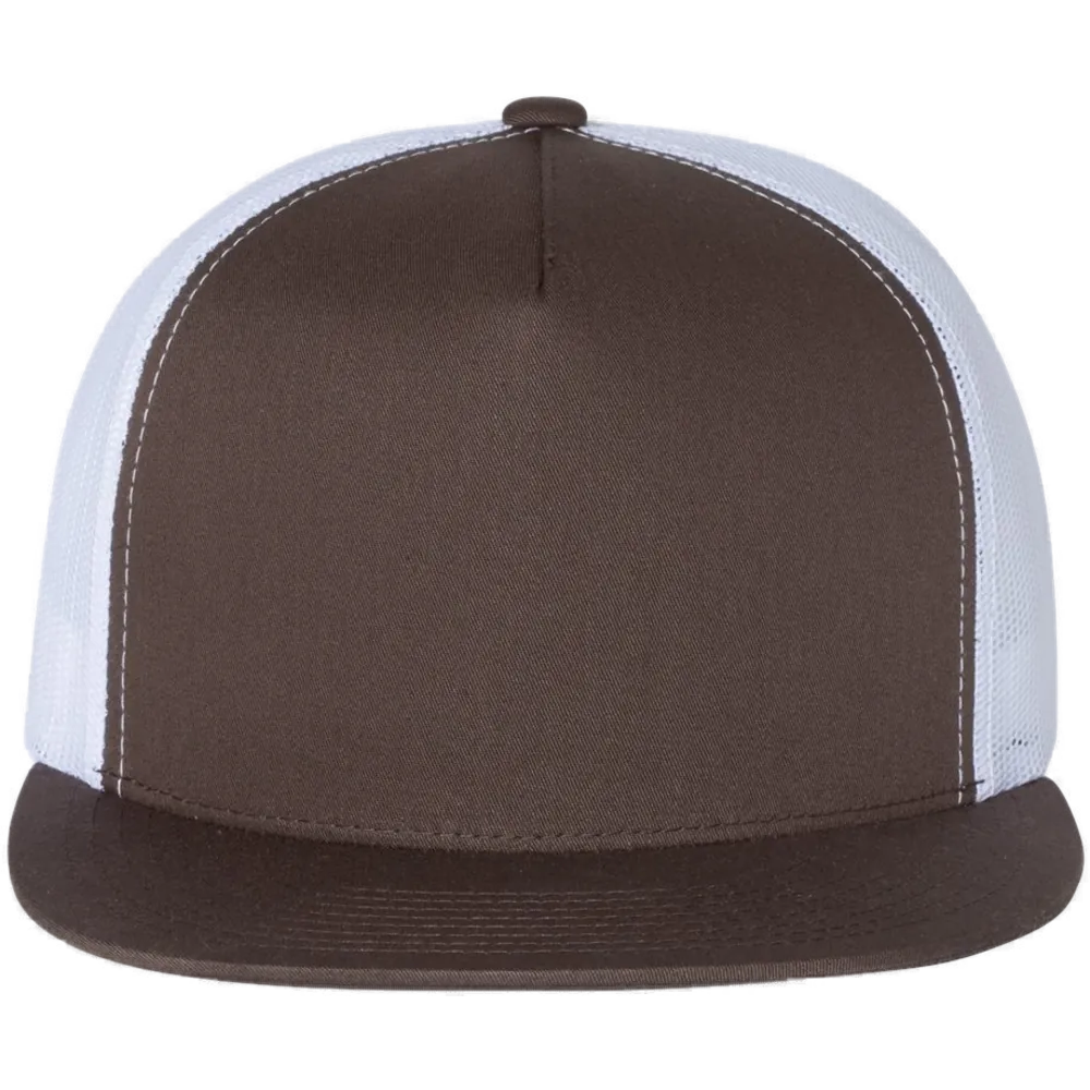 Five-Panel Classic Trucker Cap — Brown/ White