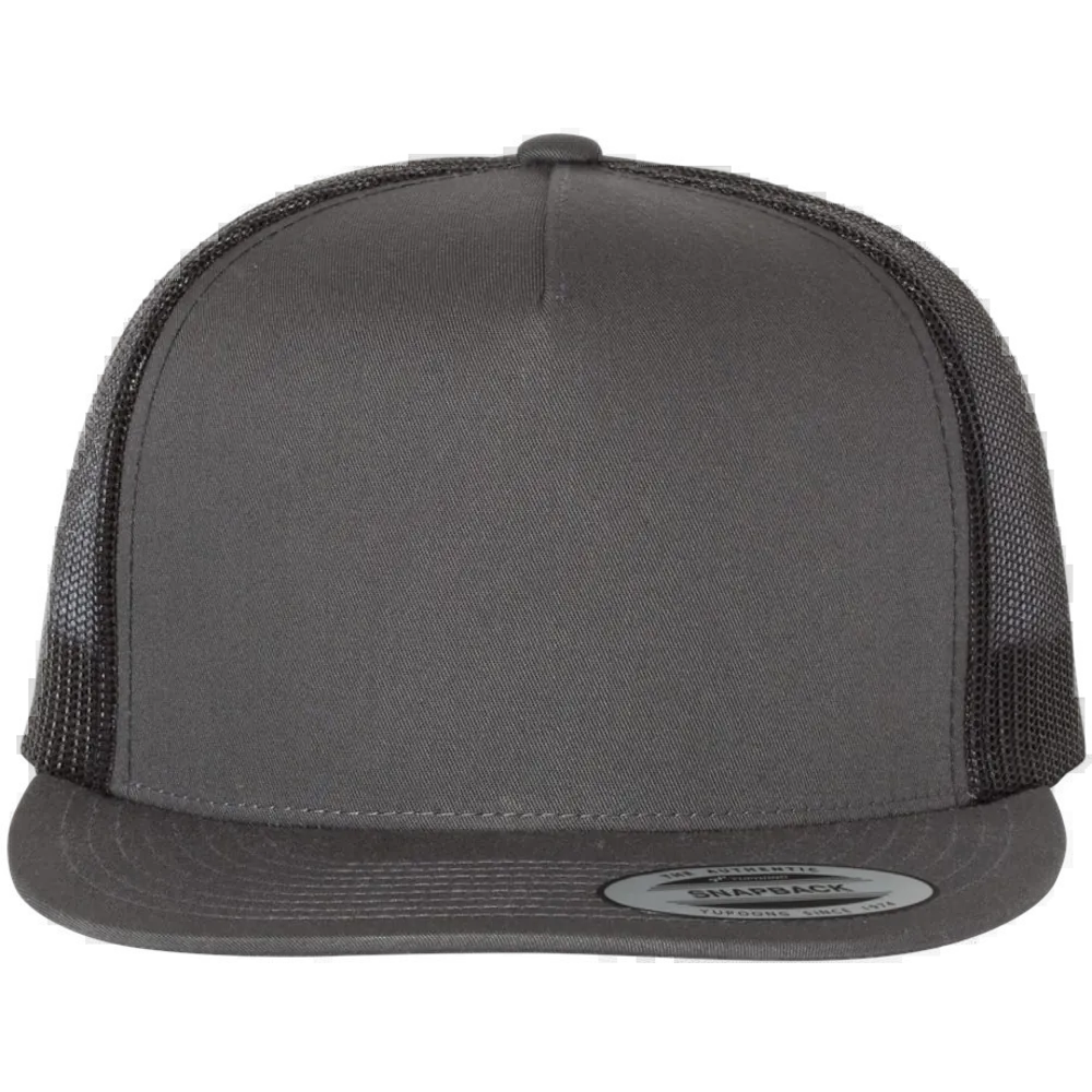 Five-Panel Classic Trucker Cap — Charcoal/ Black