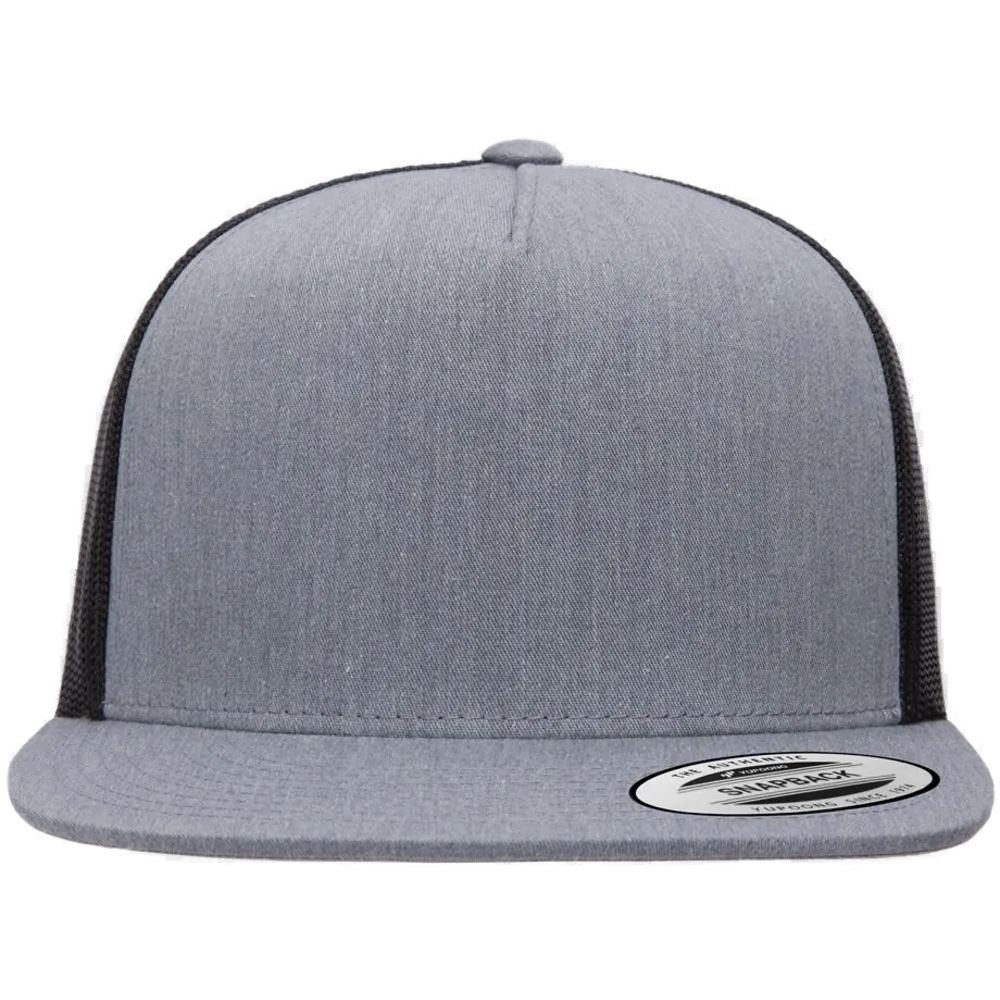 Five-Panel Classic Trucker Cap — Heather/ Black