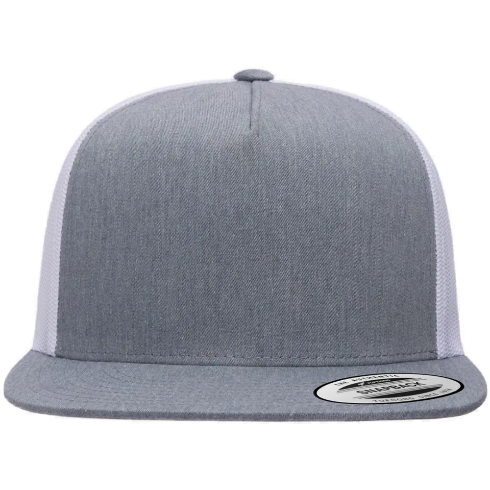 Five-Panel Classic Trucker Cap — Heather/ White