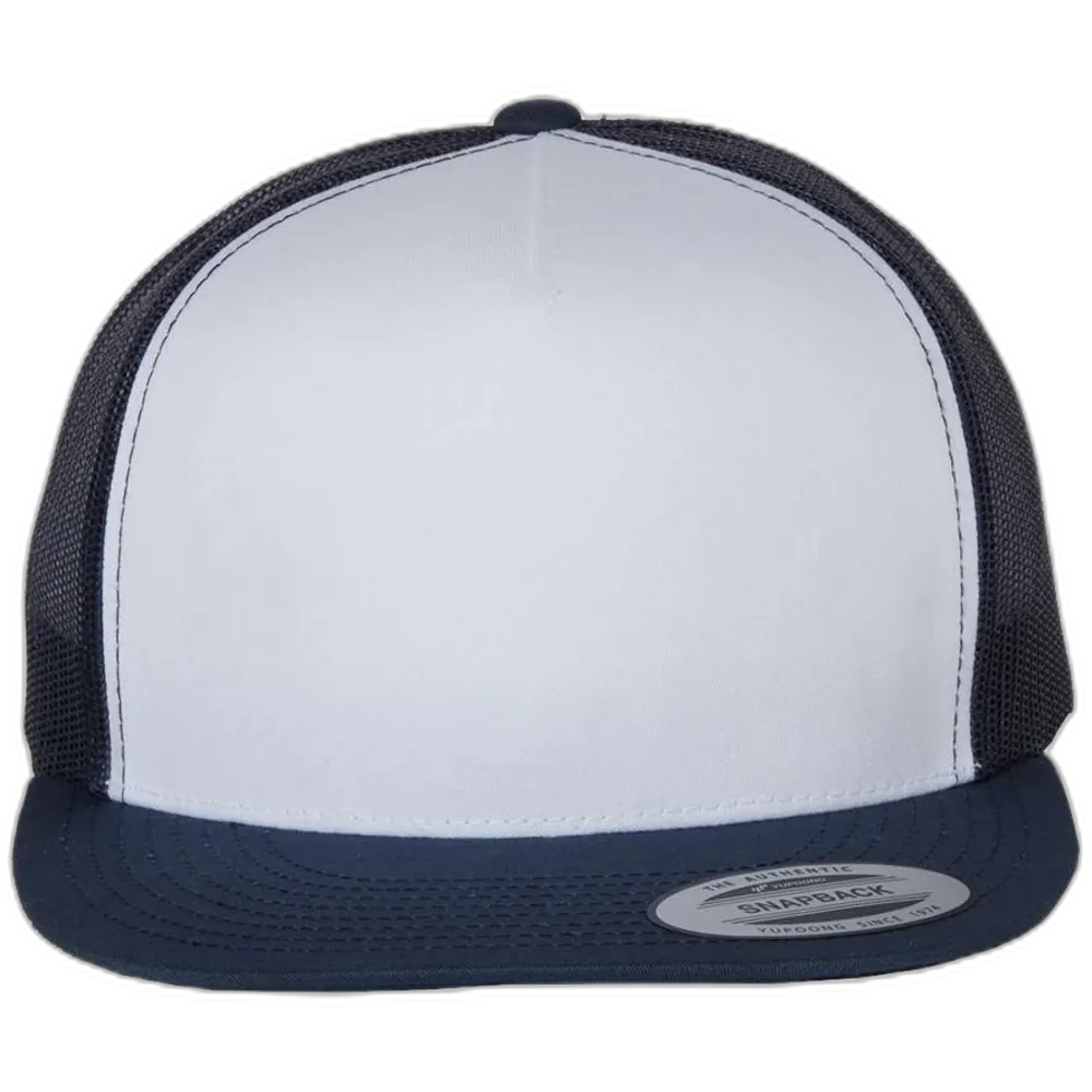 Five-Panel Classic Trucker Cap — Navy/ White/ Navy