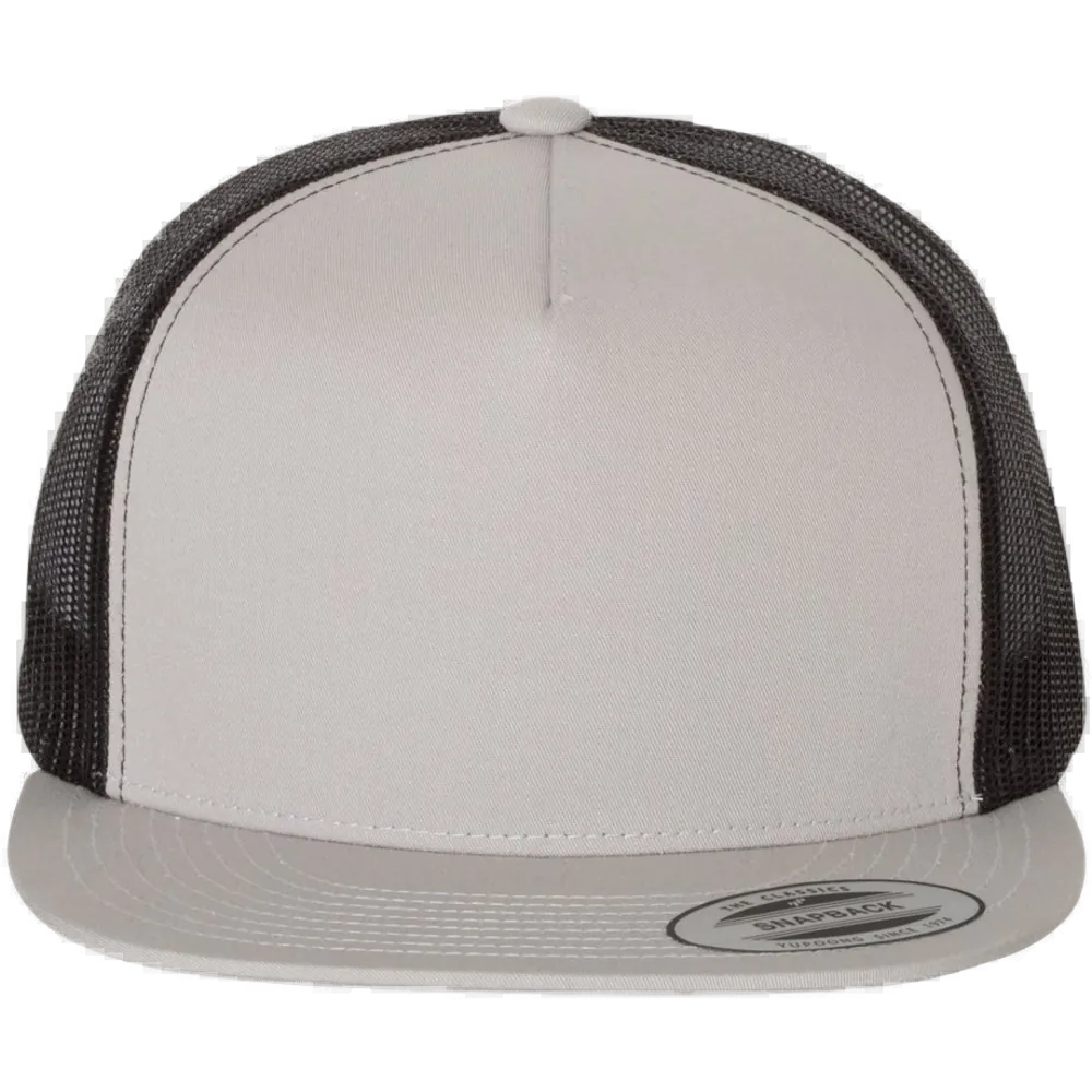 Five-Panel Classic Trucker Cap — Silver/ Black