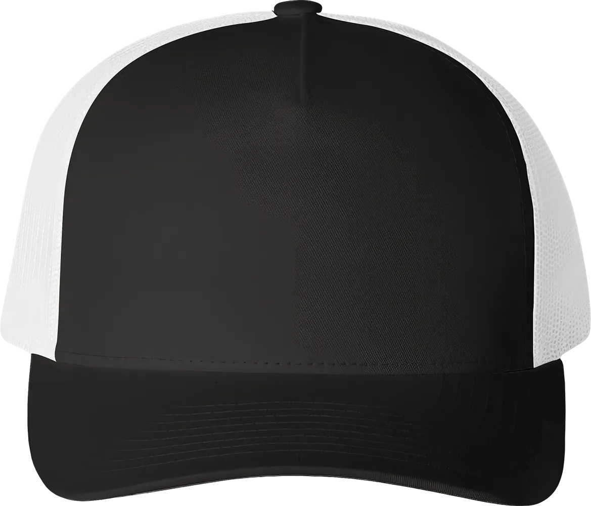Five-Panel Retro Trucker Cap — Black/ White