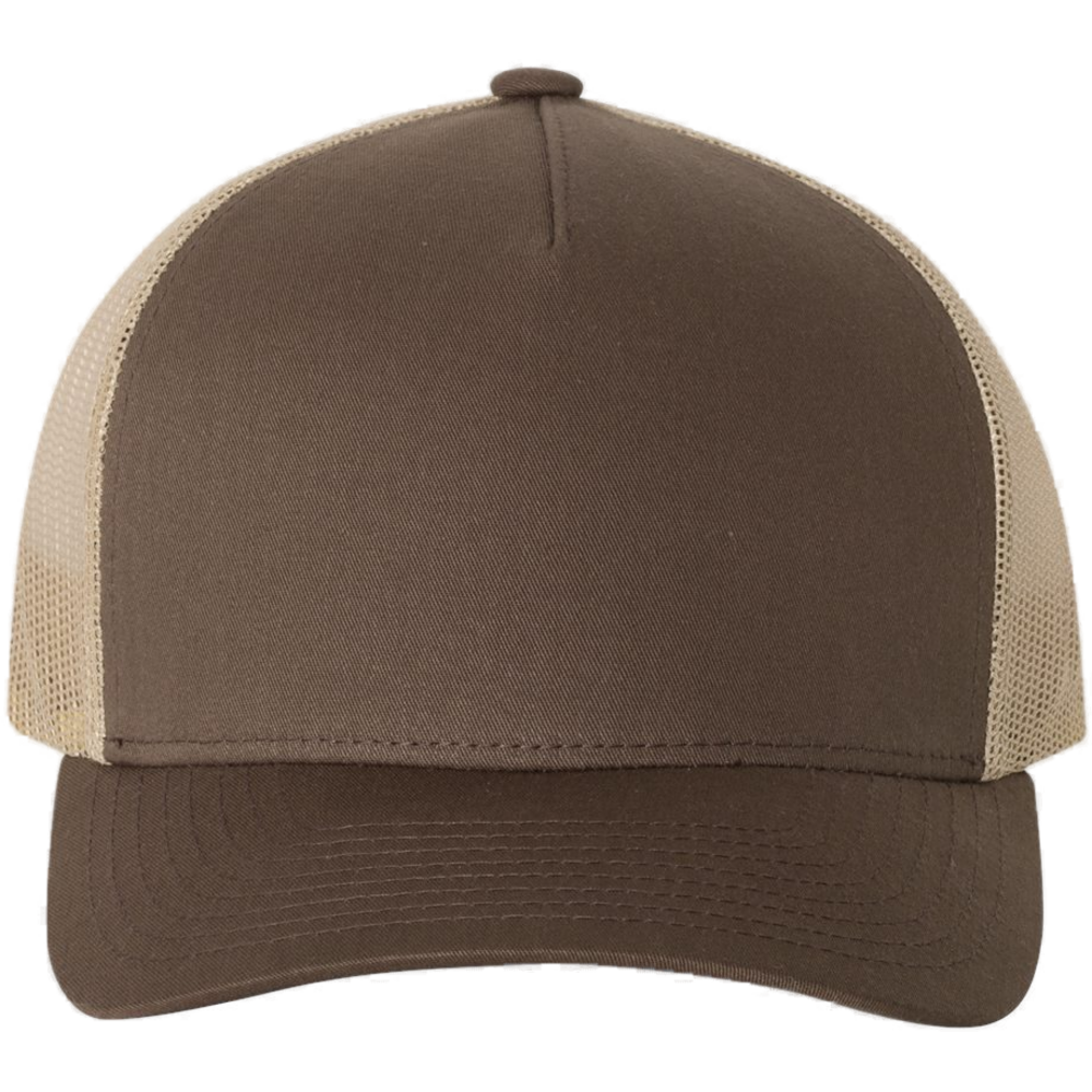 Five-Panel Retro Trucker Cap — Brown/ Khaki