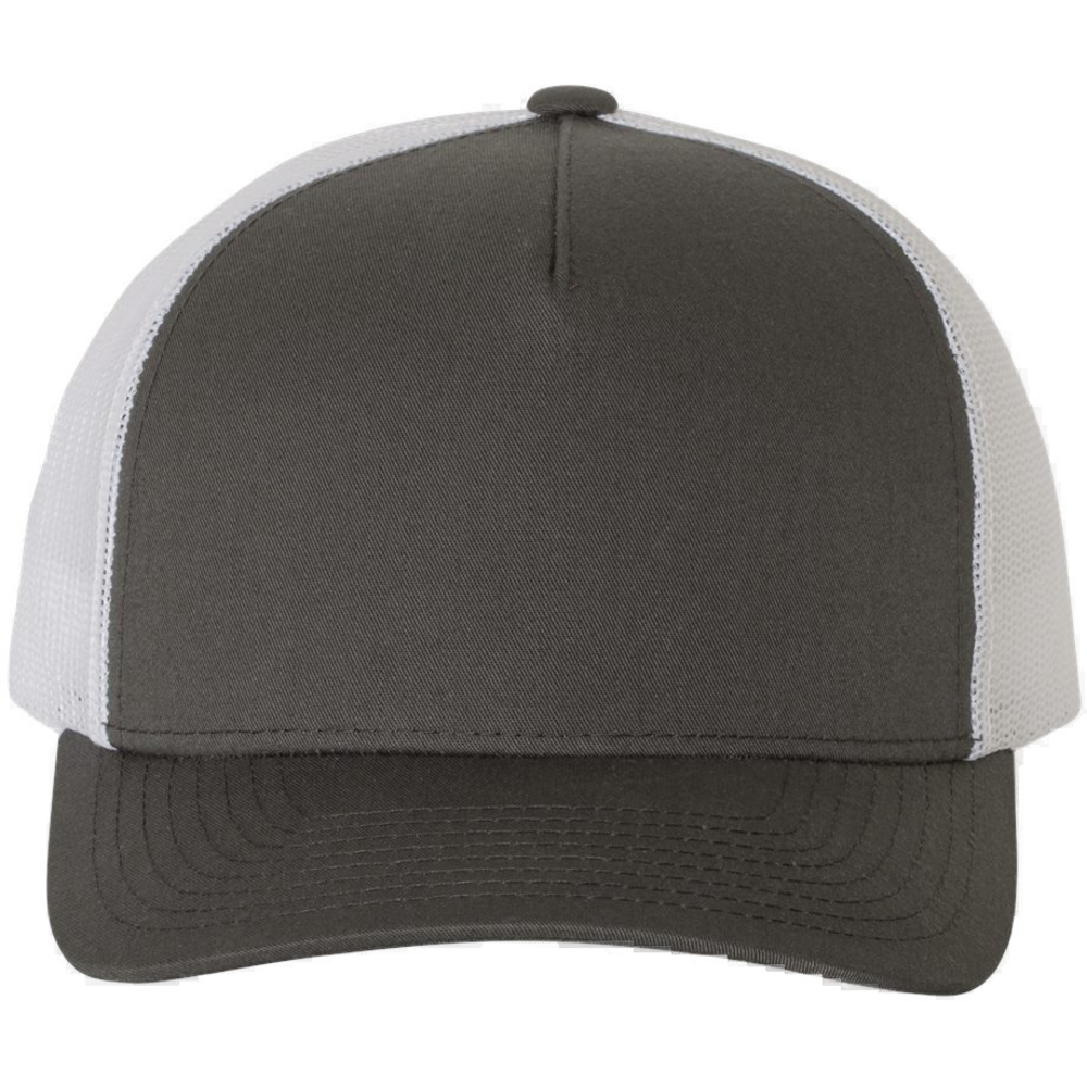 Five-Panel Retro Trucker Cap — Charcoal/ White