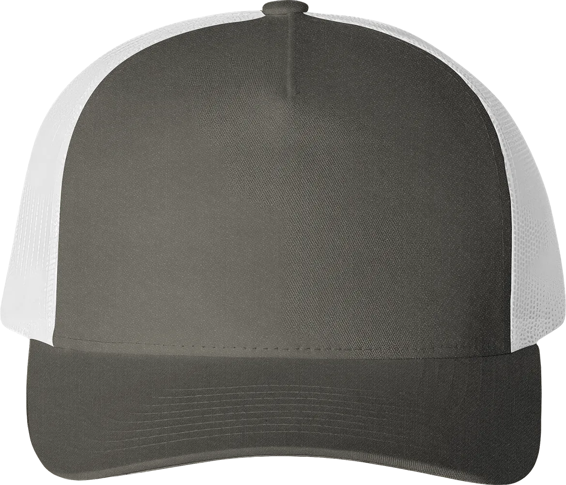 Five-Panel Retro Trucker Cap — Charcoal/ White